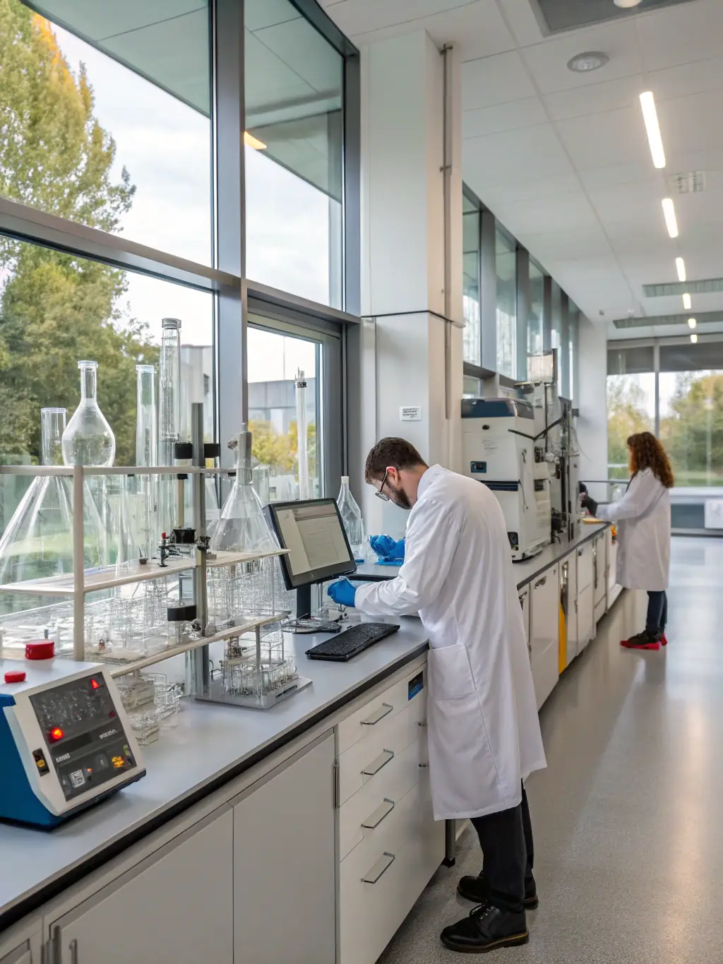 A modern laboratory with advanced diagnostic equipment, highlighting the precision and accuracy of biomedical testing.